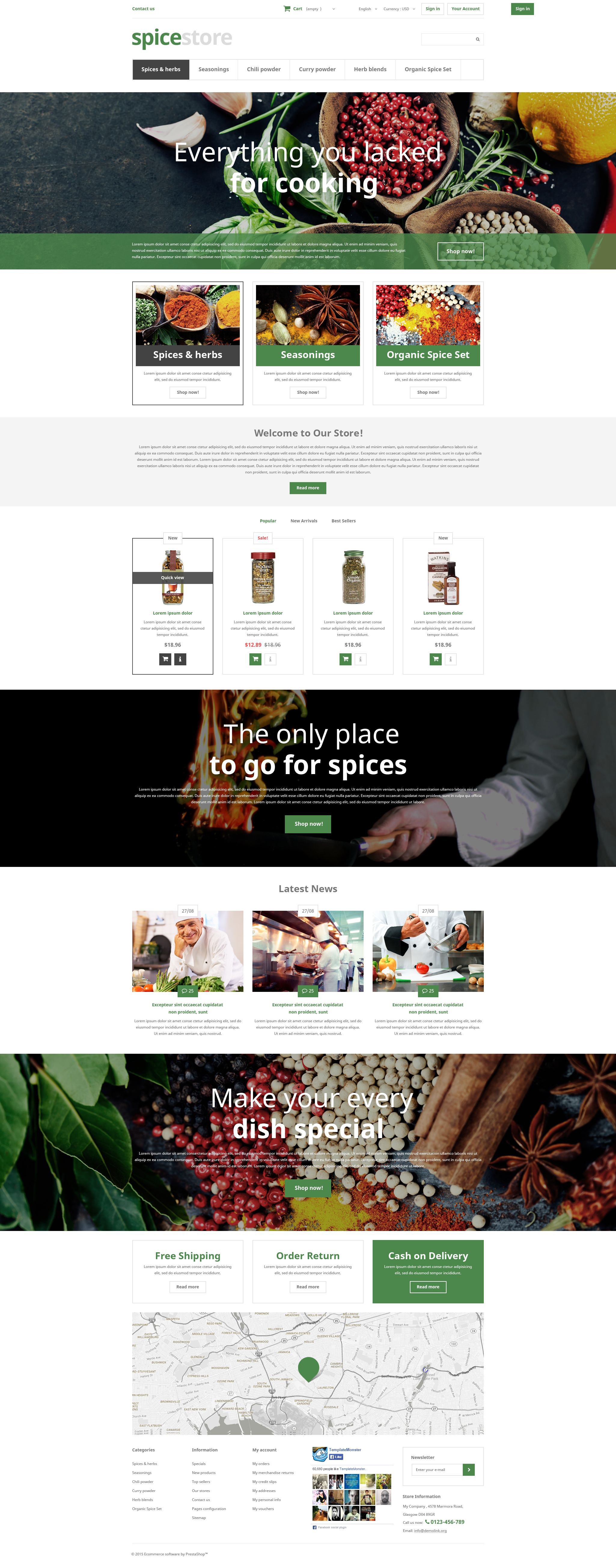 Responsive Clean ecommerce store spicy flavour shop cook pepper salt powder blend cinnamon dried herbs Prestashop #52962