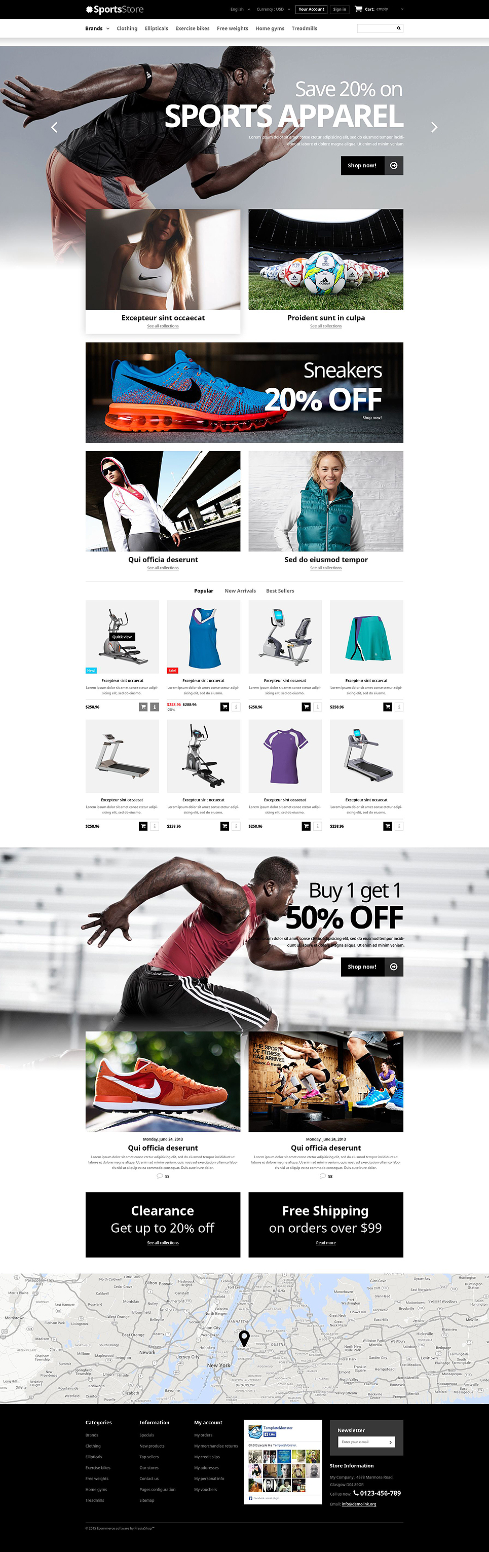 Sports Clothes  Equipment PrestaShop Theme New Screenshots BIG