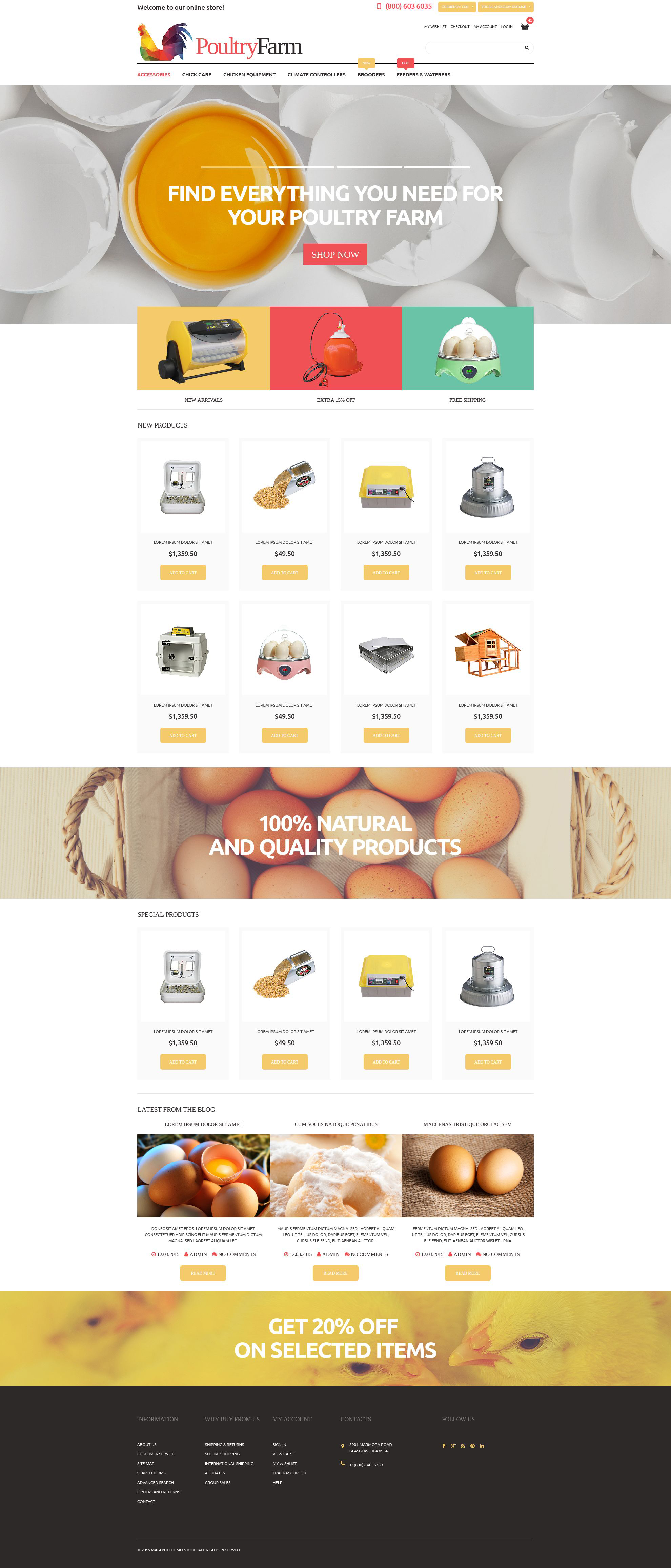 Tema Magento "Poultry Farm Supplies Store" #52990 - captura de pantalla