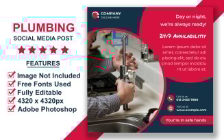 Clean and Professional Plumbing Social Media Posts for Business Promotion in PSD Format