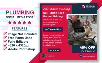 Customizable Social Media Posts for Plumbing Businesses in PSD – Smart Object Enabled