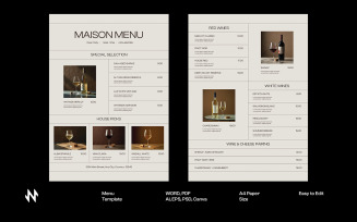 Elegant Wine House Menu Template