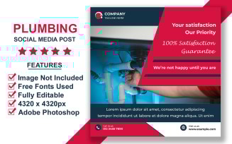 Minimalist Plumbing Service Social Media Post PSD Templates for Marketing and Branding