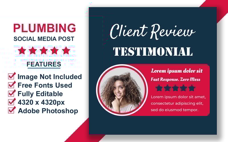 Minimalist Testimonial Post Templates for Social Media Marketing in PSD Format