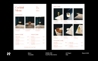 White Minimal Cocktail Menu Template