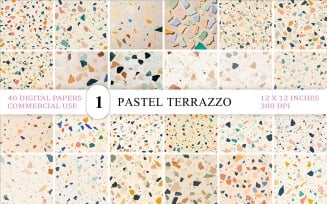 Terrazzo Design Paper Pack | Abstract Pastel Terrazzo Pattern | Soft Abstract Terrazzo Texture Pack