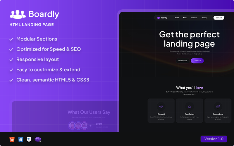 Boardly – HTML Landing Page Template