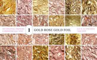 Luxury Foil Background Pack | Crinkled Gold & Rose Gold Textures | Seamless Gold & Rose Foil