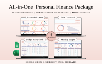 All-in-One Personal Finance Package | Spreadsheet Templates Excel and Google Sheets