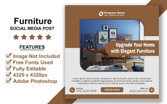 Clean Layout Furniture Social Media Post PSD Template for Product Display and Branding