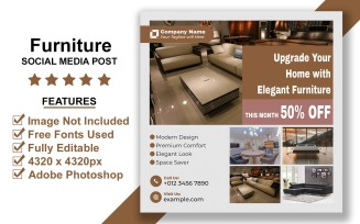 Contemporary Furniture Social Media Post PSD Template for Instagram and Facebook Promotion