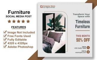Creative Furniture Discount Social Media Post Template PSD for Online Promotion