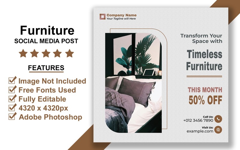 Creative Furniture Discount Social Media Post Template PSD for Online Promotion