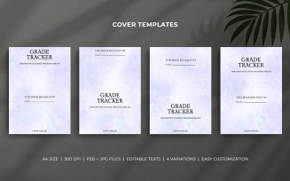 Grade Tracker Cover Template Set - Pastel Watercolor Brushed Style for School and Academic Planners