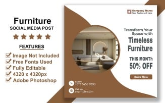 Luxury Furniture Sale Social Media Banner Post Template PSD for Interior Brands