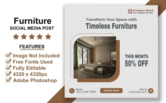 Minimal Furniture Product Display Social Media Post Template PSD for Instagram and Facebook
