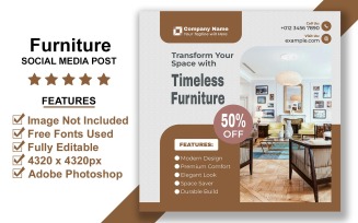 New Arrival Furniture Collection Social Media PSD Template for Product Promotions
