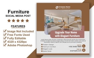 Office Furniture Promotion Social Media Post PSD Template for Workstation Ads