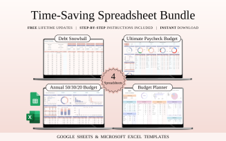 Time-Saving Spreadsheet Bundle | Spreadsheet Templates Excel and Google Sheets