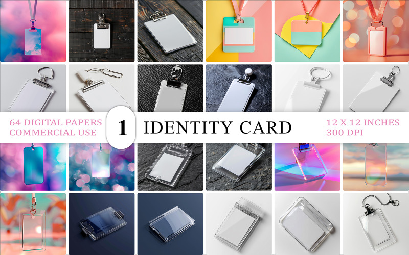 Versatile ID Badge Mockup Bundle | Blank ID Card Badge Mockup Bundle | Modern Lanyard & Badge Background