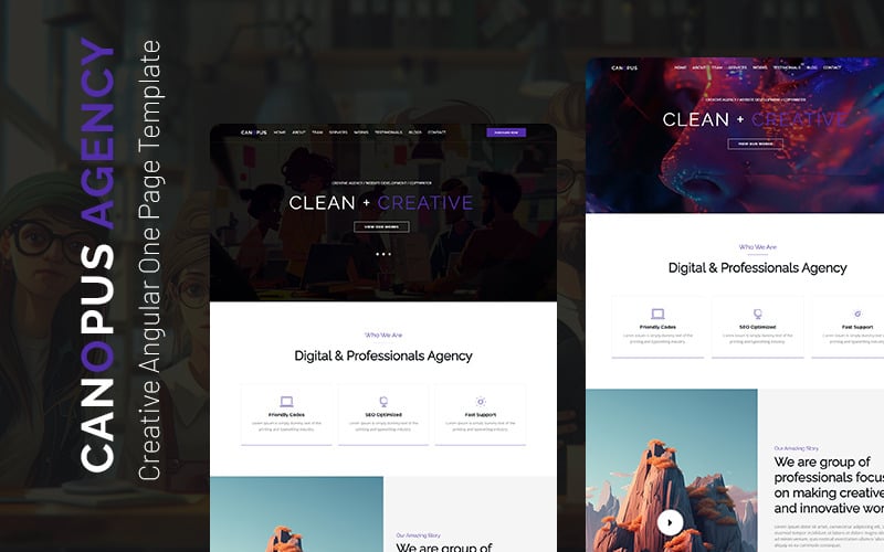 Canopus Angular - Creative One Page Template Landing Page Template