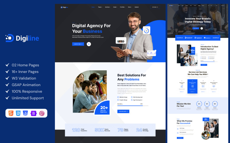 Digiline - Digital Marketing Agency HTML Template Website Template