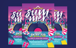 Summer Pool Party Flyer Poster Template