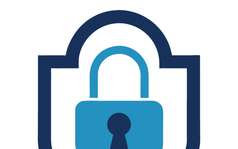 Blue Padlock Inside Shield Icon Representing Security and Protection Logo Template
