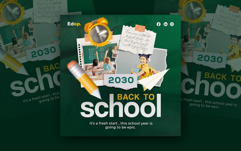 Chalkboard Style Back to School Social Media Template