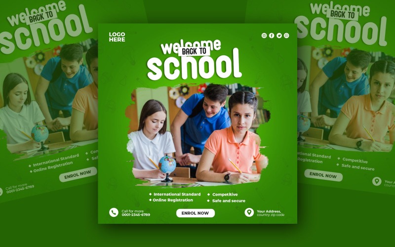Clean Back to School Promo Template Social Media