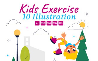 10 Happy Kids Exercise Illustration