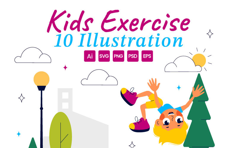 10 Happy Kids Exercise Illustration