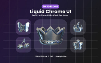3D Liquid Chrome UI Icons