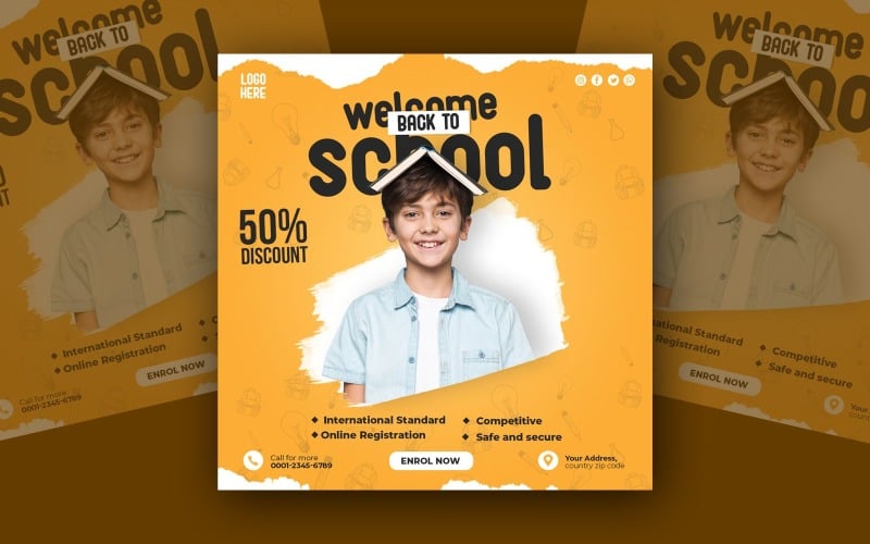 Kids Are Back School Social Media Post Template