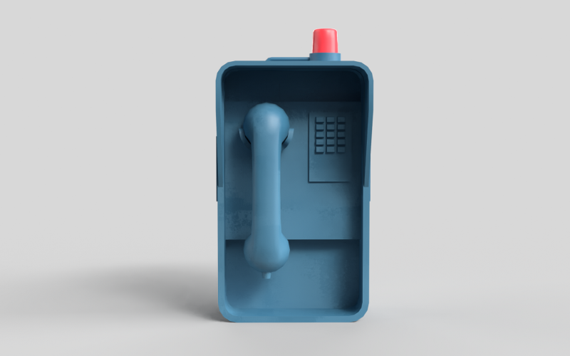 Retro Wall Telephone Lowpoly 3D Model