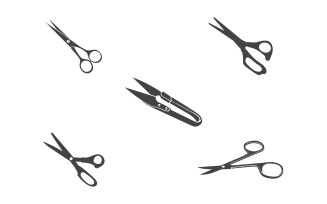 Scissors logo icon silhouette black and white color design v.1