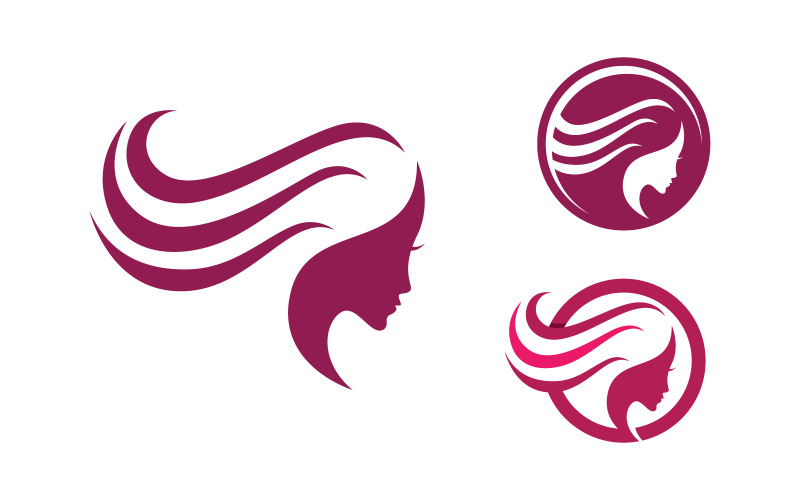 Beauty Hair Woman face character logo illustration v.27 Logo Template