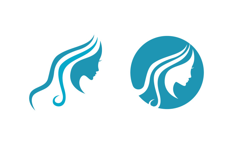 Beauty Hair Woman face character logo illustration v.28 Logo Template