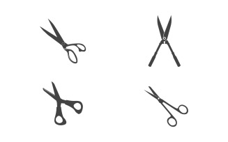 Scissors logo icon silhouette black and white color design v.2
