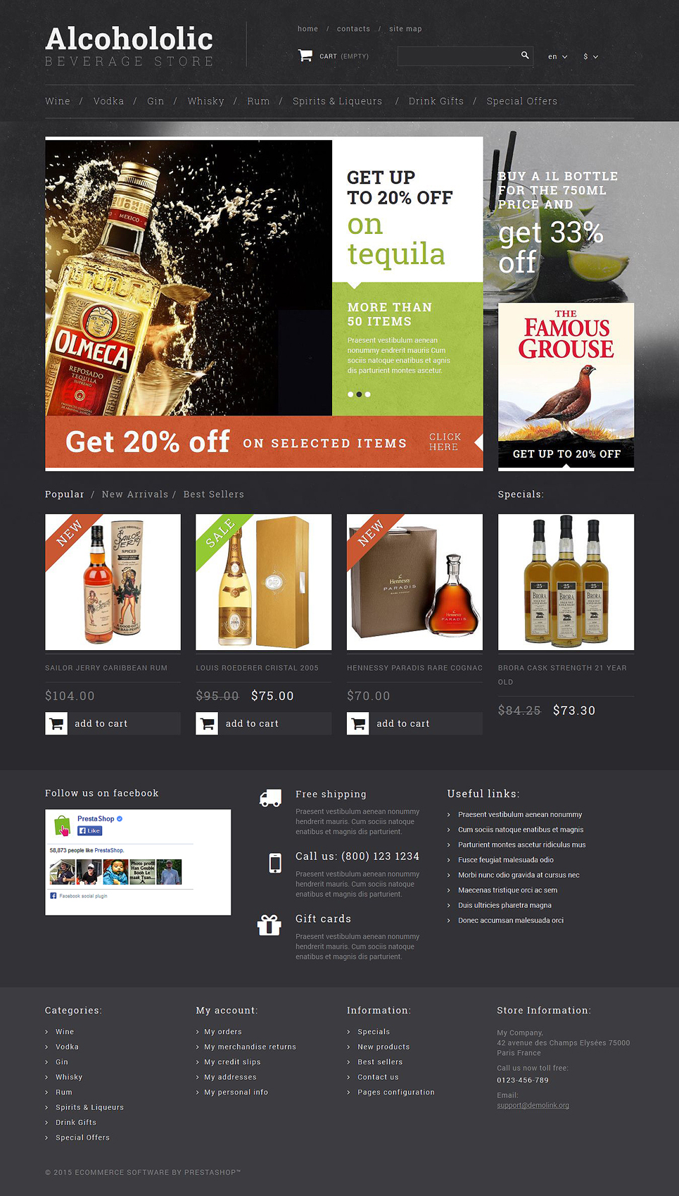 Alcoholic Beverage Store PrestaShop Theme New Screenshots BIG