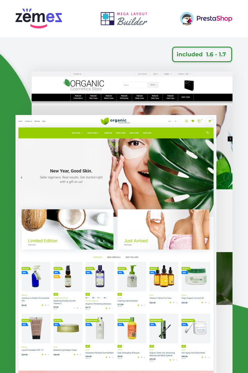 Responsive Organic Cosmetics - Make Up Store Template Prestashop #53007