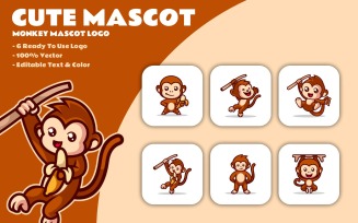 Mascot Animal Monkey Character Set