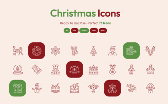 Modern Christmas Icons Art Set