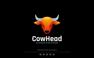 Modern Gradient Cow Head Logo Design