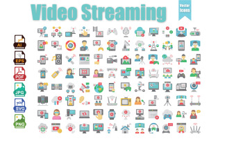 Modern Video Streaming Vector Icon Set