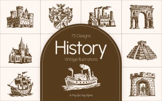 Vintage History Art Illustration Set