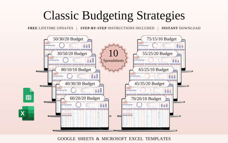 Classic Budgeting Strategies | Spreadsheet Templates Excel and Google Sheets