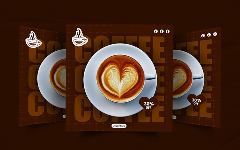 Coffee shop advertisement promotional social media poster design Social Media