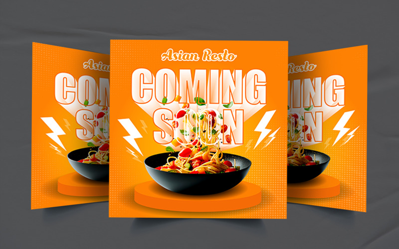 Comening soon restaurant new food social media poster template Social Media