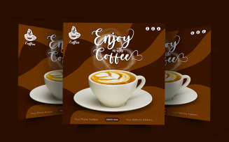 Enjoy with coffee advertisement social media post design